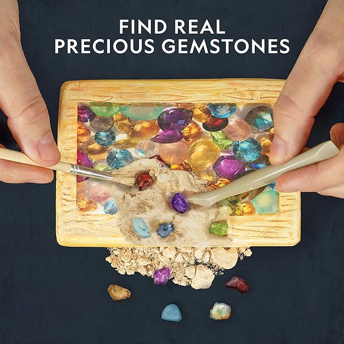 NATIONAL GEOGRAPHIC Semi-Precious Gemstone Dig Kit - STEM Digging Kit with 15 Semi-Precious Gemstones