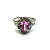 PT900 Pink Sapphire & Diamonds Ring