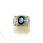 18KWG Blue Sapphire & Diamond Ring