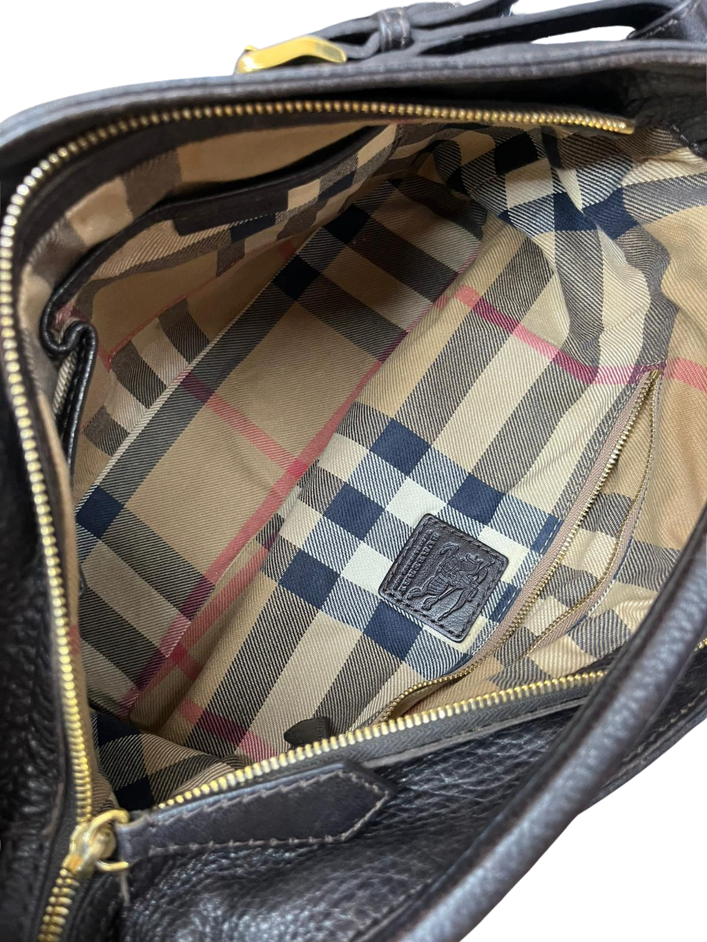 Burberry Dark Brown Leather Front Pocket Hobo