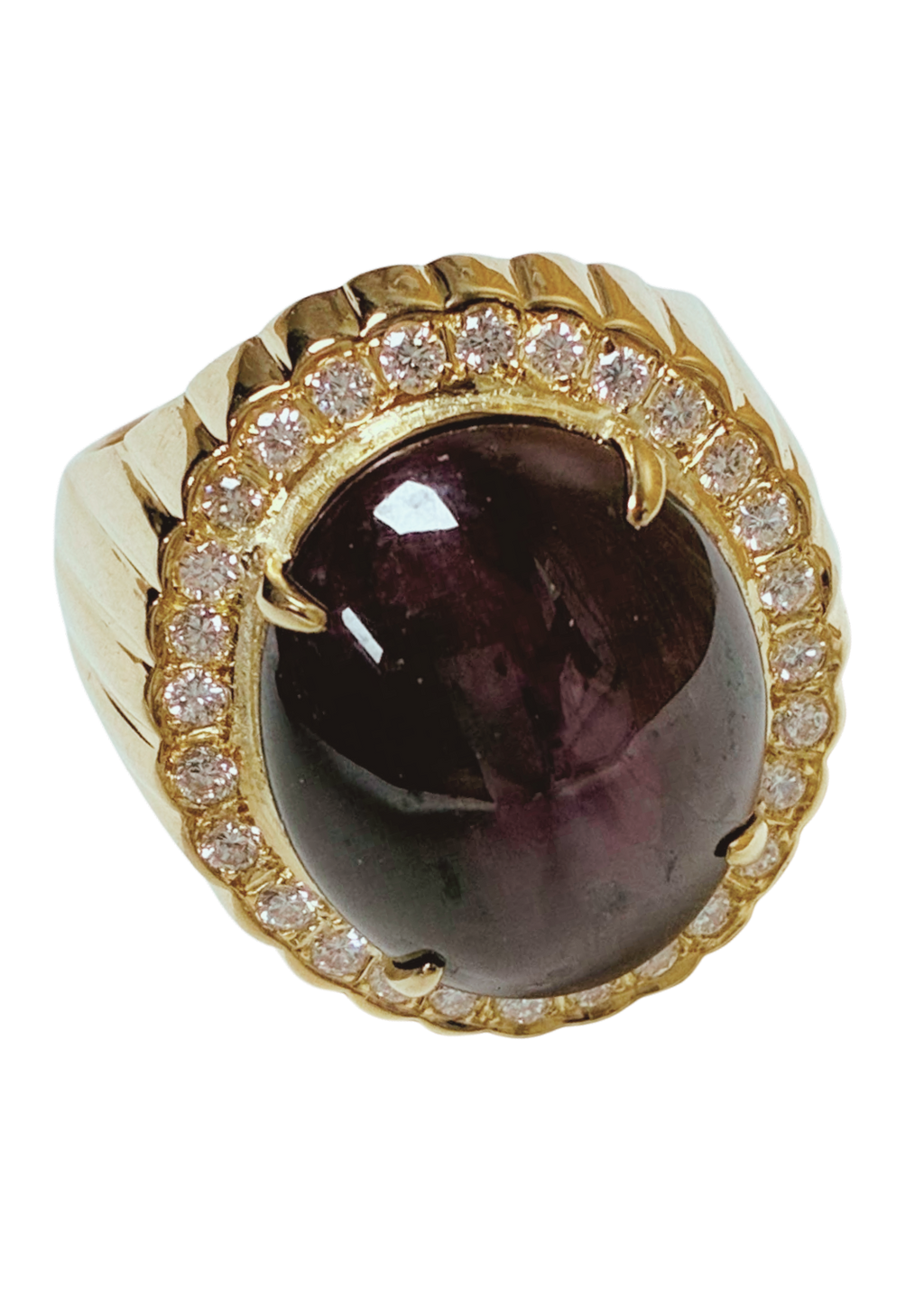 850YG Star Ruby And Diamonds Mens Ring 22.1GM