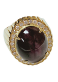 850YG Star Ruby And Diamonds Mens Ring 22.1GM