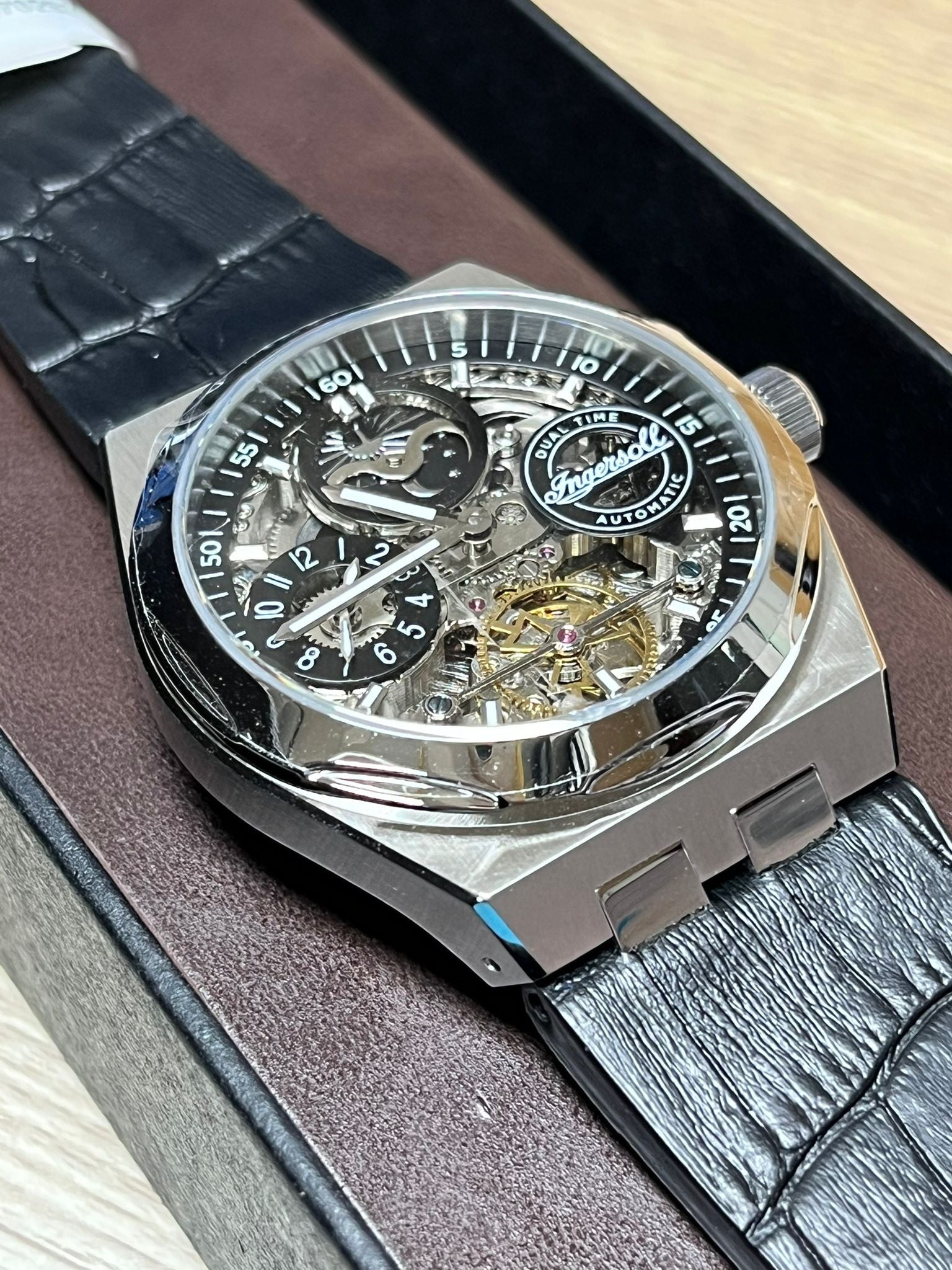 Ingersoll 1892 The Broadway Automatic Mens Watch With Black Dial And Black Leather Strap I12903
