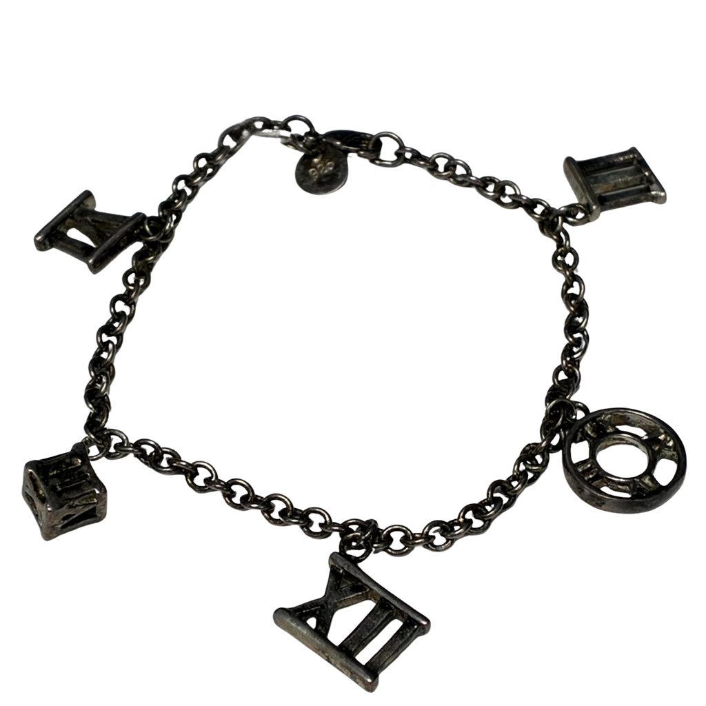 Tiffany And Co Atlas Collection 5 Charm Bracelet 11.1GM