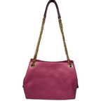 Michael Kors Jet Set Item Medium Chain Shoulder Bag Vibrant Pink Textured Leather