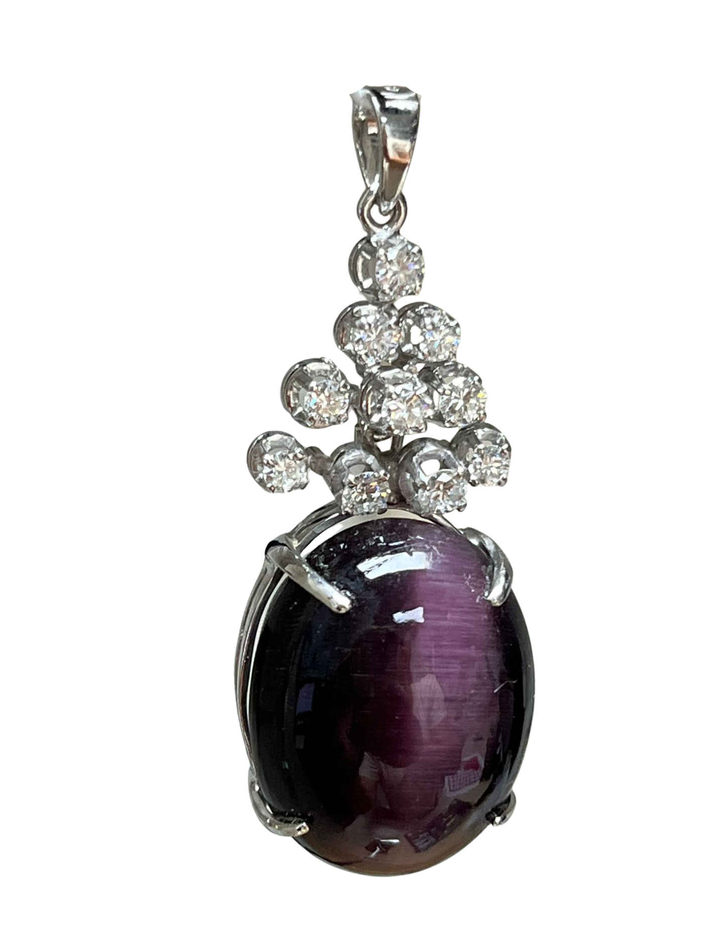 750WG Cats Eye And Diamond Pendant 10.5GM Secondary image