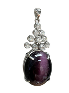 750WG Cats Eye And Diamond Pendant 10.5GM