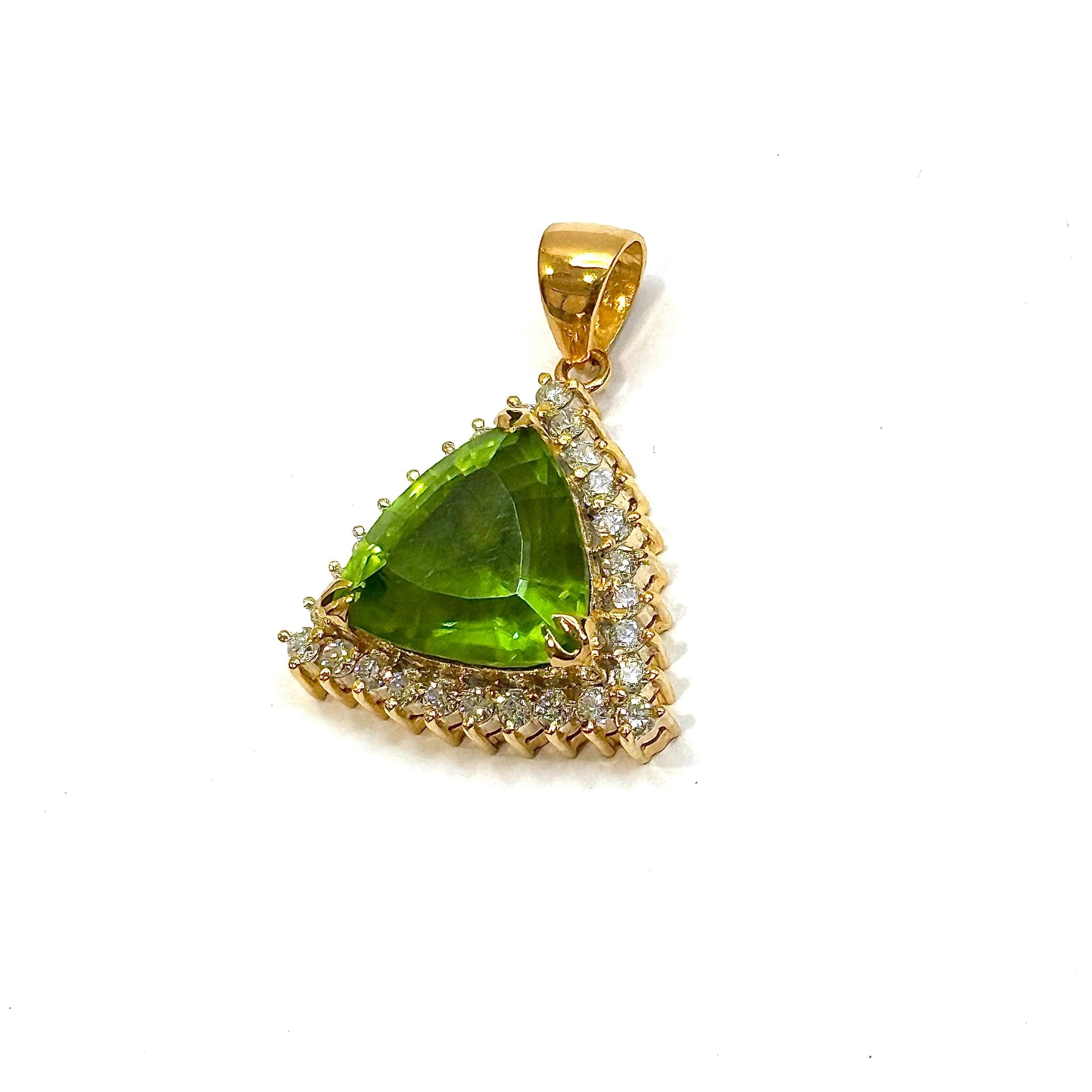 18KYG Natural Peridot & Diamond Pendant Secondary image