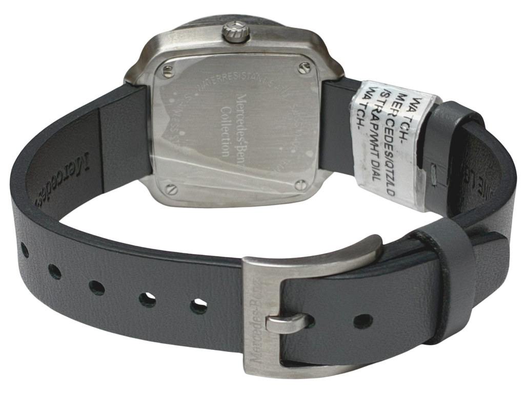 Mercedes Benz Modern White Anthracite Black Stainless Steel Calfskin Womens Watch
