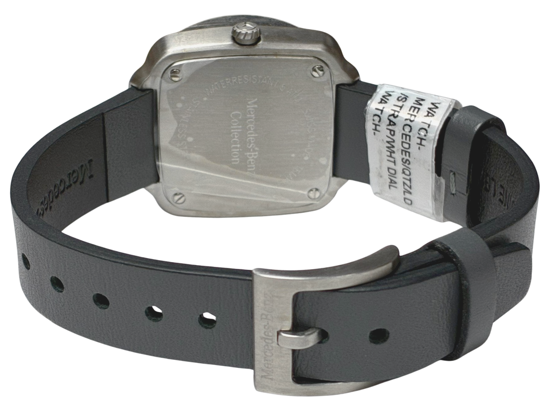 Mercedes Benz Modern White Anthracite Black Stainless Steel Calfskin Womens Watch