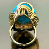 18KYG/PT900 Turquoise & Diamond Ring With Cert