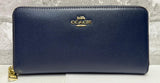 Coach Continental Zip Around Wallet Navy Crossgrain Leather