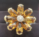 PT900/18KYG Citrine Diamond Ring