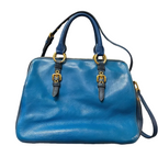 Miu Miu Madras Buckled Handles Leather Tote Bag