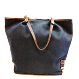 Burberry Navy Denim & Leather Tote Bag