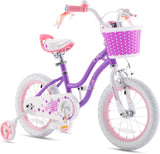 RoyalBaby Stargirl 12" Kids Bicycle with Basket, Bell & Training Wheels, Purple