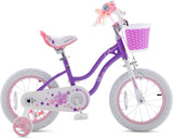 RoyalBaby Stargirl 12" Kids Bicycle with Basket, Bell & Training Wheels, Purple