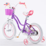 RoyalBaby Stargirl 12" Kids Bicycle with Basket, Bell & Training Wheels, Purple