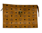 MCM Aren Medium Wristlet Zip Pouch Visetos Cognac Coated Canvas And Nappa Leather 29cm