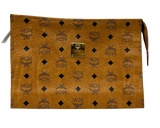 MCM Aren Medium Wristlet Zip Pouch Visetos Cognac Coated Canvas And Nappa Leather 29cm