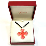 Baccarat 925 Silver with Red Crystal Cross Necklace