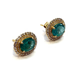 18KYG Emerald & Diamond Earring