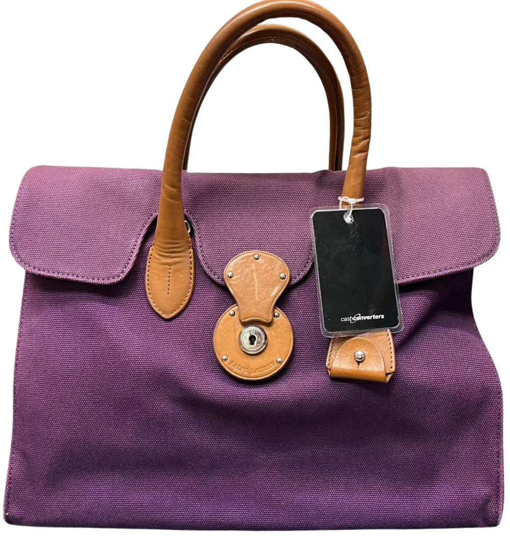 Ralph Lauren Ricky Bag Purple Canvas And Leather
