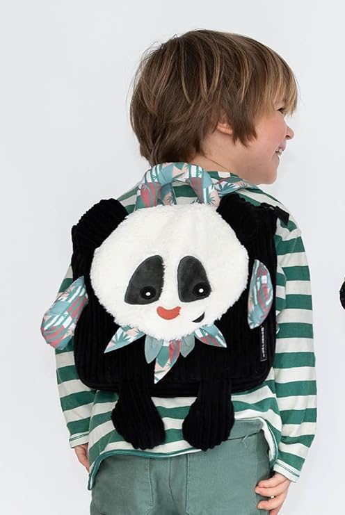 Les Deglingos LD35028 Rototos The Panda Corduroy Backpack, 25 x 25cm