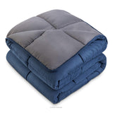 Oversized Queen, Navy/Graphite : LINENSPA Reversible Down Alternative Quilted Comforter with Corner Duvet Tabs - Navy/Graphite - Oversized Queen