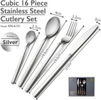 Table Matters  KN-6131- Cubic 16 Piece Stainless Steel Cutlery Set Matt Silver
