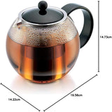 Bodum 1830-449B-Y21 Assam Tea Press with Glass Handle and Coloured Plastic Lid, 1L