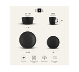 Stone Lain Coupe Dinnerware Set,16 Piece, Service For 4, Black Matte