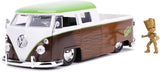 Jada Toys Marvel Guardians of The Galaxy Groot & 1963 Volkswagen Bus Pickup 1:24 die-cast Vehicle with Figure (31202)