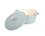 Spice by Tia Mowry Savory Saffron 6Qt Cast Iron Dutch Oven w/Embossed Lid - Aqua Blue