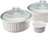 CorningWare French White 10 Piece Ceramic Bakeware Set | Microwave, Oven, Fridge, Freezer, and Dishwasher Safe | Resists Chipping and ing | Doesn't Absorb Food Odors and Stains-JE