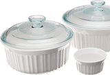 CorningWare French White 10 Piece Ceramic Bakeware Set | Microwave, Oven, Fridge, Freezer, and Dishwasher Safe | Resists Chipping and ing | Doesn't Absorb Food Odors and Stains