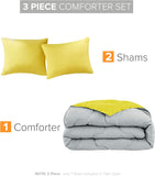 Comfort Spaces Vixie Reversible Comforter Set  GreyYellow Full Queen 3 Piece