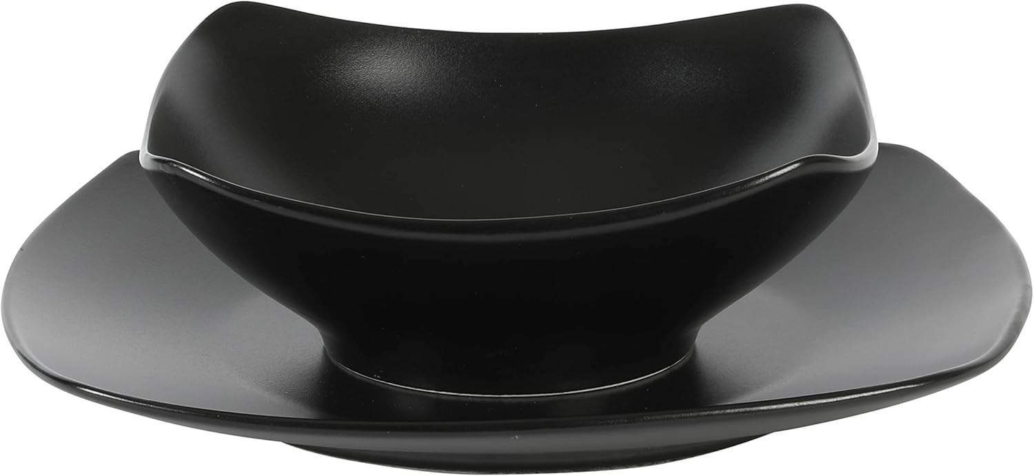 Gibson Home 136823.08R Zen Buffet Matte Porcelain Plates and Bowls Dinnerware 8pcs Set Blac Service For 4 Main image