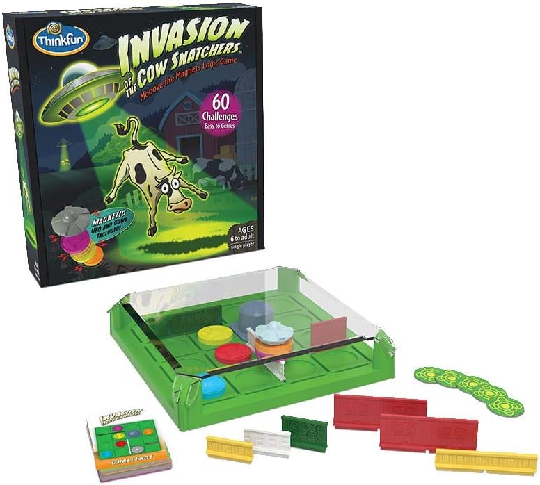 Think Fun Invasion of the Cow Snatchers STEM Toy and Logic Game for Boys and Girls Age 6 and Up - A Magnet Maze Logic Puzzle, Multi, (1021) Main image