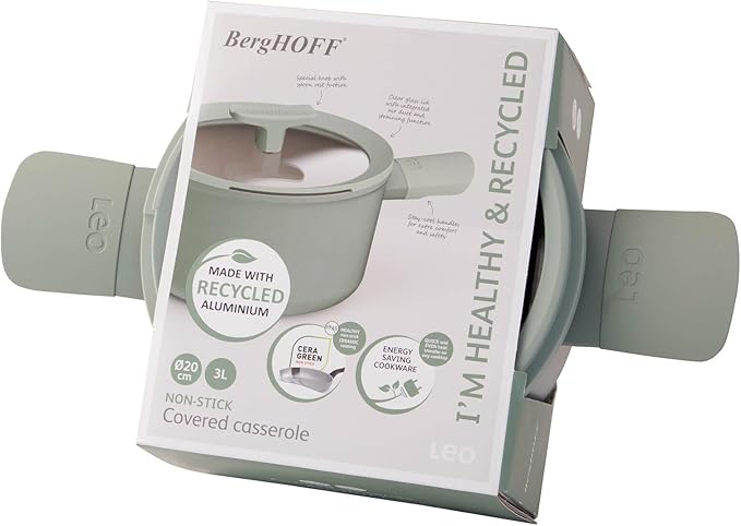 Berghoff Leo Balance Covered Casserole, 20cm, Sage