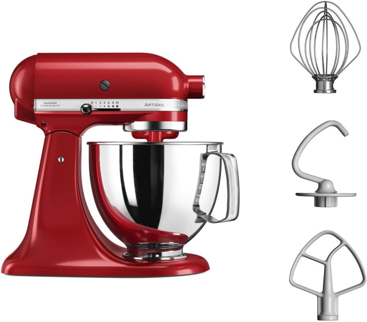 KitchenAid 5KSM125 Artisan Tilt Head Stand Mixer with basic accessories 4.8L Empire Red Main image