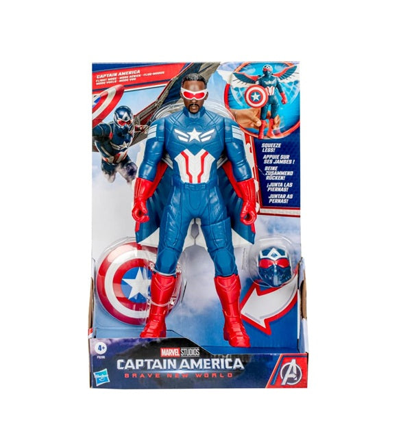 Marvel Avengers Captain America: Brave New World Flight Mode Action Figure with Accessories, 9-Inch-Scale (22 cm) Super Hero Toys for Kids Ages 4+