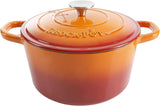 CROCK POT 109469.02 Artisan 5 Quart Round Enameled Cast Iron Dutch Oven, Sunset Orange