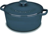 Cuisinart CI650-25BG 5 Qt Round Cast Iron Casserole, Covered, Enameled Provencial Blue