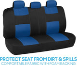 BDK PolyPro Car Seat Covers Full Set in Blue on Black – Front and Rear Split Bench Car Seat Cover, Easy to Install, Interior Covers for Auto Truck Van SUV