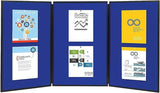 Quartet Bulletin Board, Fabric, 3-Panel Display, 6' x 3', Double-sided, Blue/Gray Surface, Black Frame, Exhibition, Show-It! (SB93513Q)