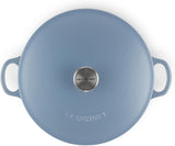 Le Creuset Marmite Cast Iron Soup Pot Casserole with Lid, 26cm, Mineral Blue