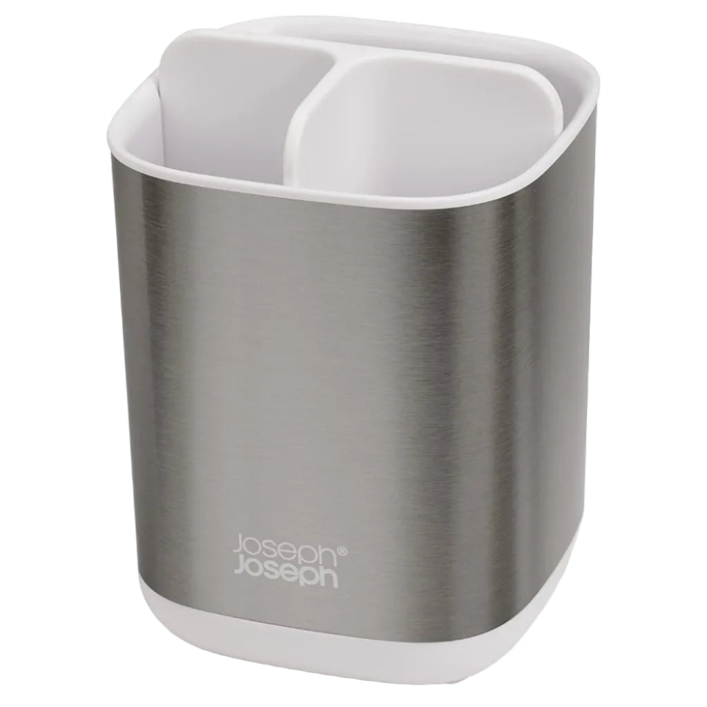 Joseph Joseph 70530 EasyStore Steel Toothbrush Caddy White Small Stainless Steel