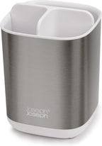 Joseph Joseph 70530 EasyStore Steel Toothbrush Caddy White Small Stainless Steel