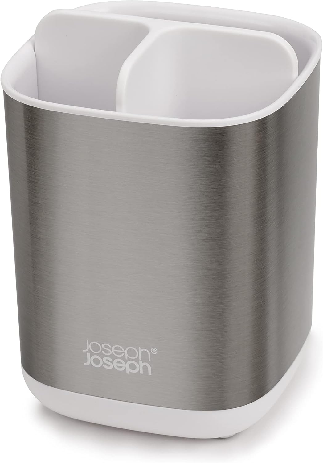 Joseph Joseph 70530 EasyStore Steel Toothbrush Caddy White Small Stainless Steel
